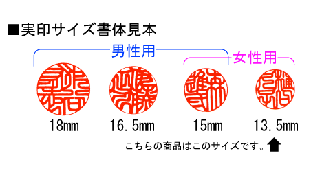 実印サイズ比較１３．５ｍｍ